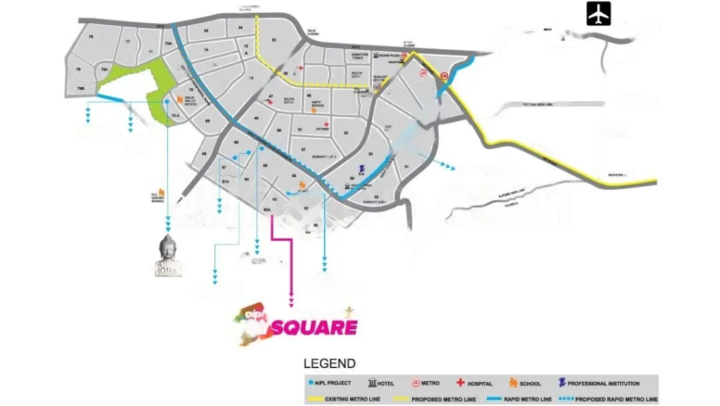 AIPL Joy Square Sector 63A in Gurgaon location-map