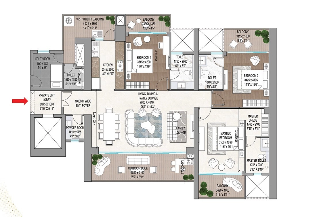 Signature Global Titanium SPR 3.5 BHK Floor Plan