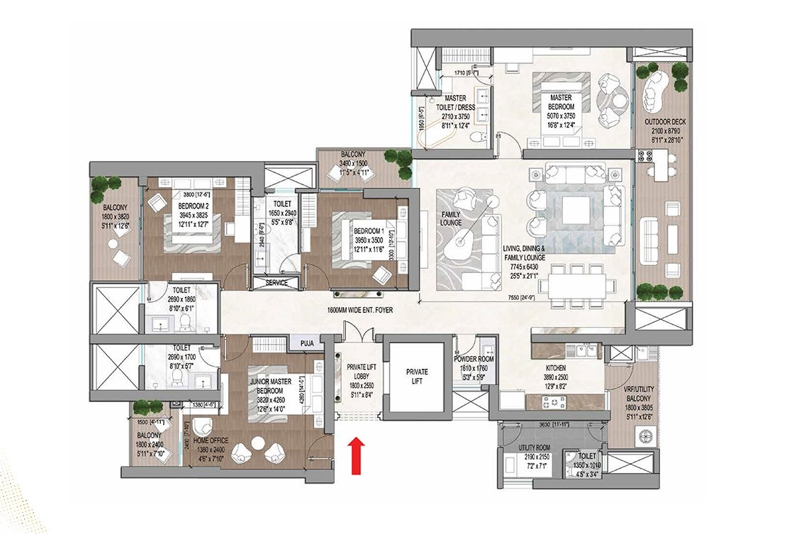 Signature Global Titanium SPR 4.5 BHK Floor Plan